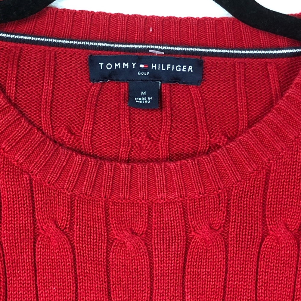 Mens Tommy Hilfiger Golf Cotton Cable Crew Sweater